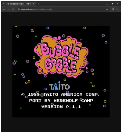 Bubble Bobble v0.1.1 title screen
